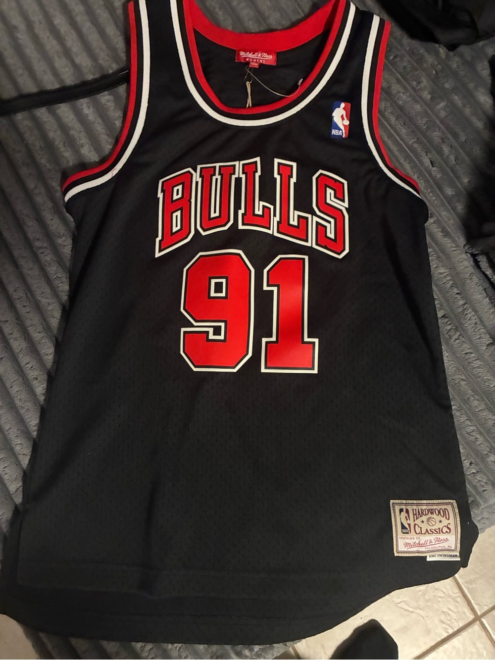 Mitchell & Ness Black & Red Hardwood Classics Jersey Patch